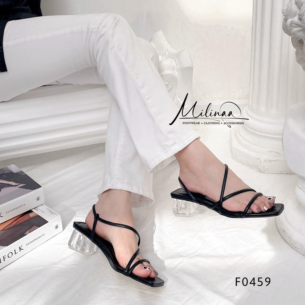 GIÀY SANDAL NỮ GÓT TRONG 4P QUAI CHỮ Z MÃNH F0459