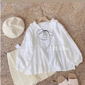 áo babydoll trắng tiểu thư hàng QC viền bèo A281