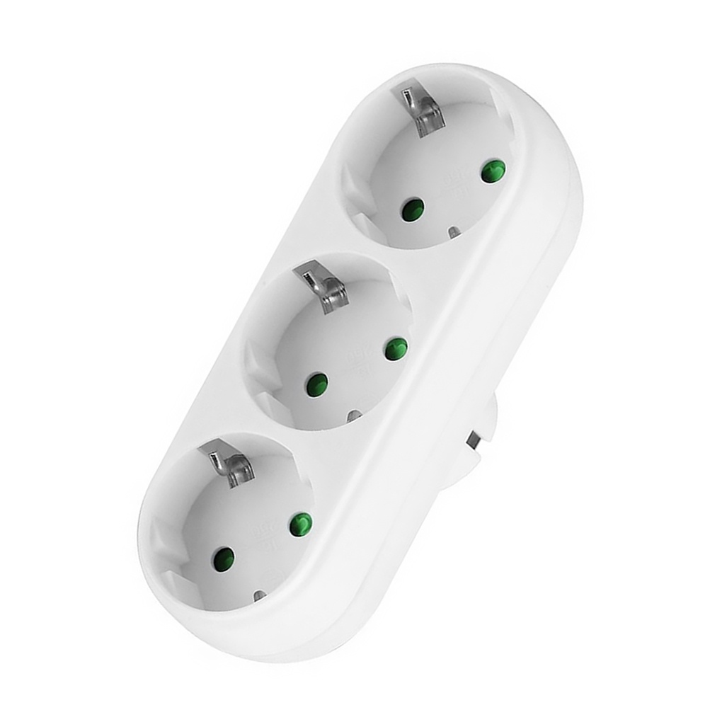 Runbu-EU Standard Three-pole Power Convert Plug Wall Socket 16A 250V 3way Outlet Triple German Standard Adapter
