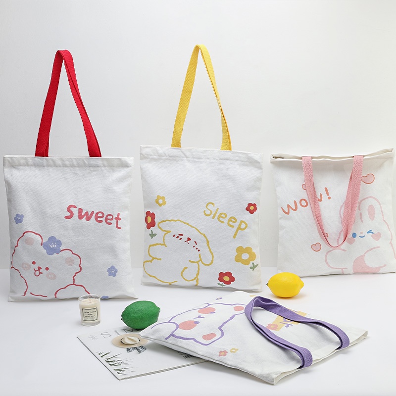 Túi vải in họa tiết hoạt hình dễ thương cho nữ
