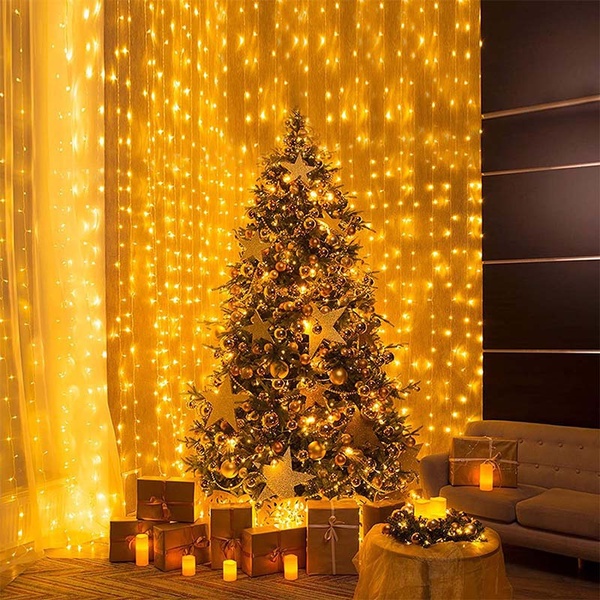 Dây Đèn LED 300 Bóng Hình Ngôi Sao Trang Trí Rèm Cửa