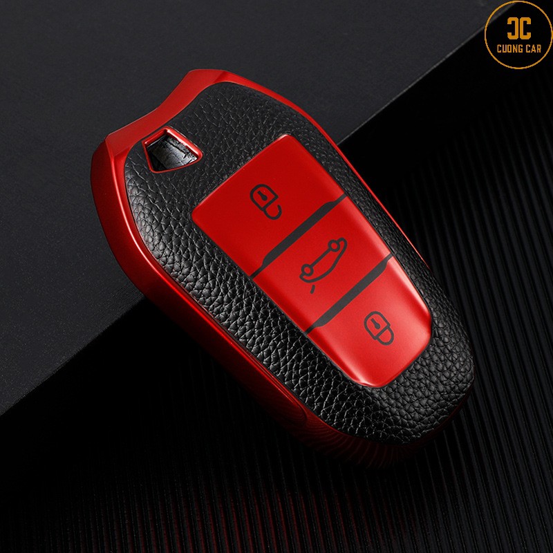 Ốp chìa khóa xe hơi Peugeot 3008, Peugeot  4008, Peugeot  2008, Peugeot  5008,... chất liệu Da Tpu