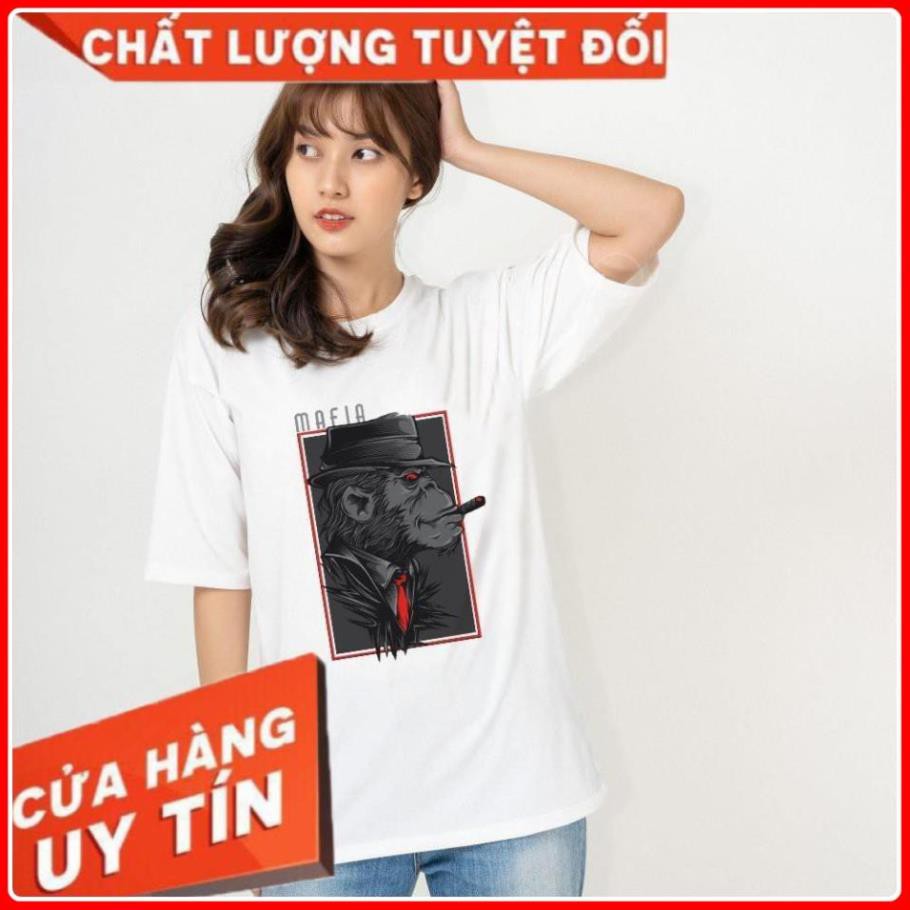 Áo Thun Tay Lỡ In Nhiệt Khỉ Mafi form Unisex nam nữ phong cách Ulzzang