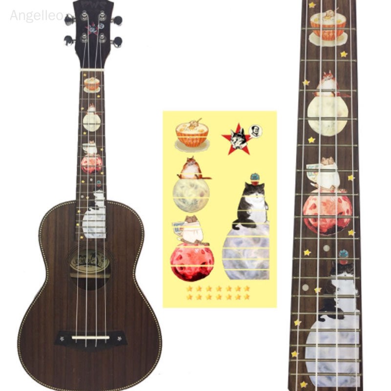 Guitar Fingerboard Inlay Sticker, Guitar Cổ Headstock Fret Decals, Space GuitarUkulele Sticker