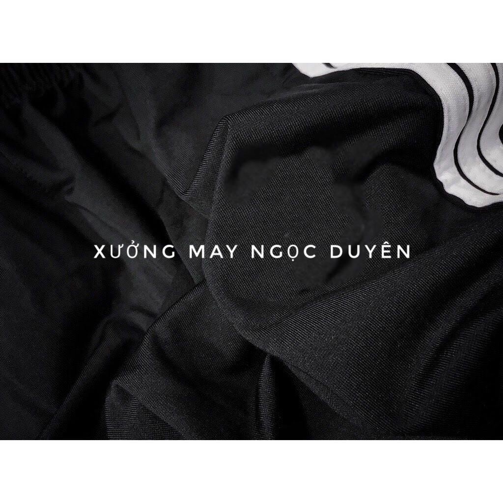 Quần thể thao nữ đen dài 3 viền sọc trắng vải Umi ống baggy bo gấu - Quần jogger thun nỉ có túi dây rút đi học thể dục