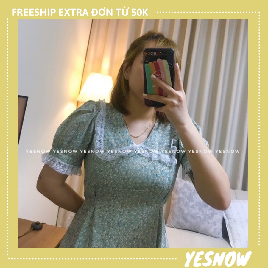 Đầm - Váy cổ ren hoa nhí hot 2021 🥑 Váy phong cách vintage nhiều màu 🥑Váy cổ ren chít eo dáng dài 🥑 Váy cổ ren siêu xinh | BigBuy360 - bigbuy360.vn