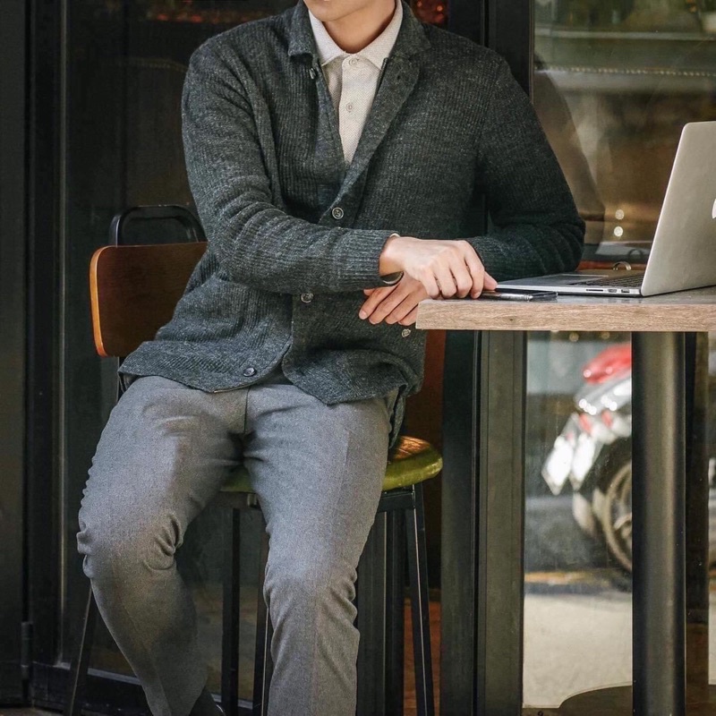 Áo cardigan dành cho nam Cremiux có séc kéo khóa thanh lịch cho thu đông