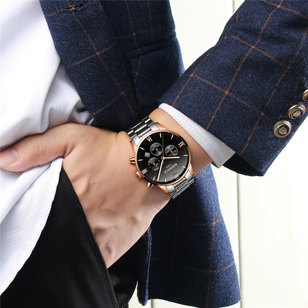 Đồng Hồ Nam NIBOSI 2325 dây thép đúc chạy 6 kim tặng pin | BigBuy360 - bigbuy360.vn