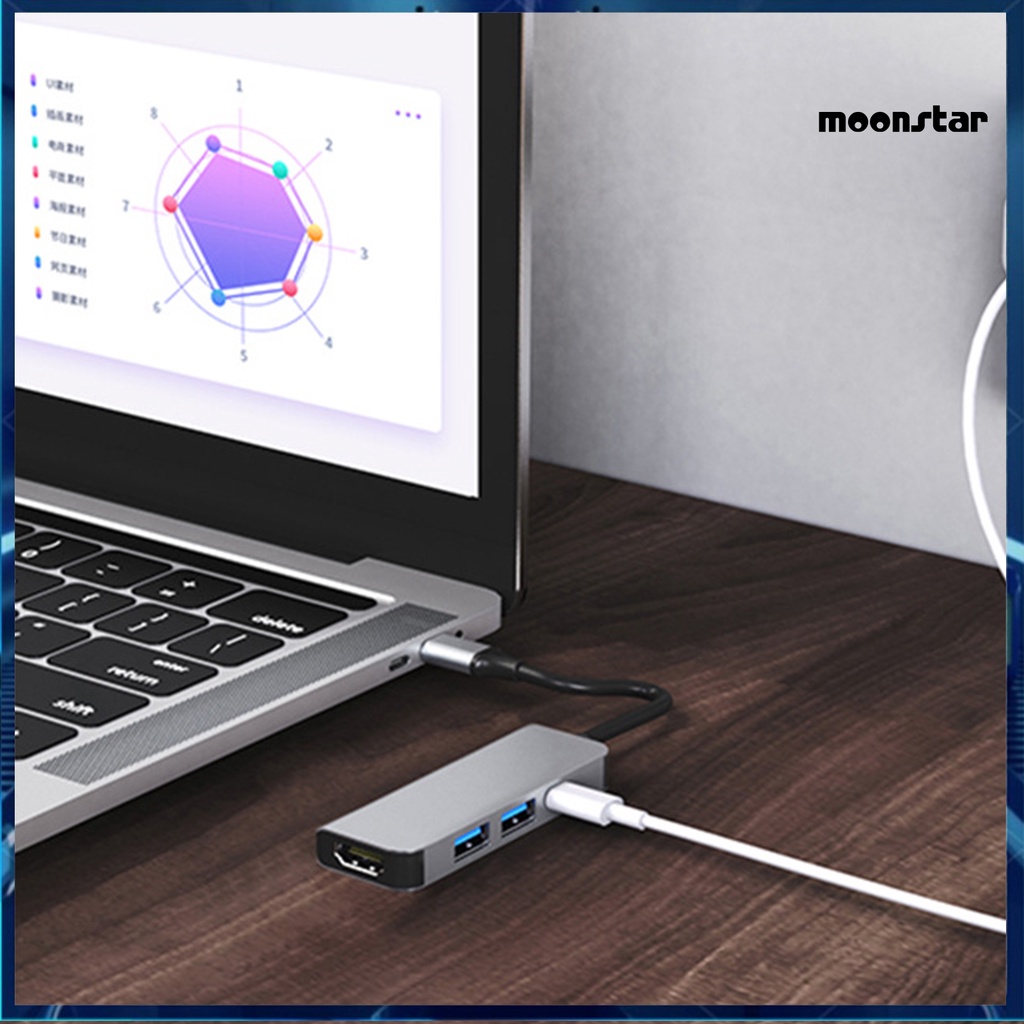 MO Docking Station Dual USB 3.0 Ports 4 in 1 4K High Definition Video Output USB C Cable Hub Converter for Computer