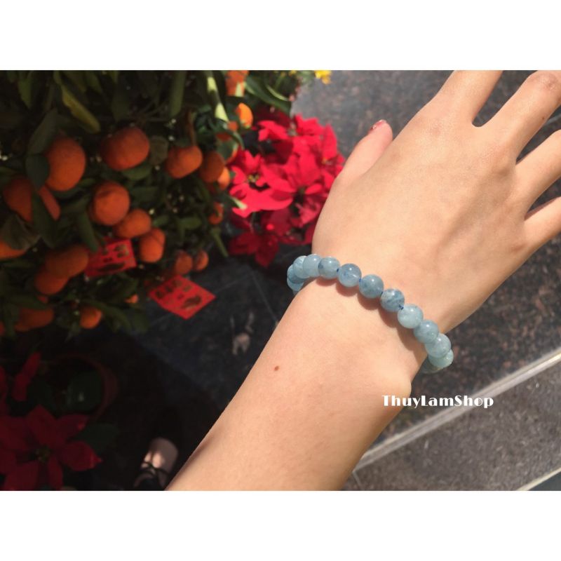 Vòng tay đá(Aqua) xanh dương 8li 10li 12li nhạt