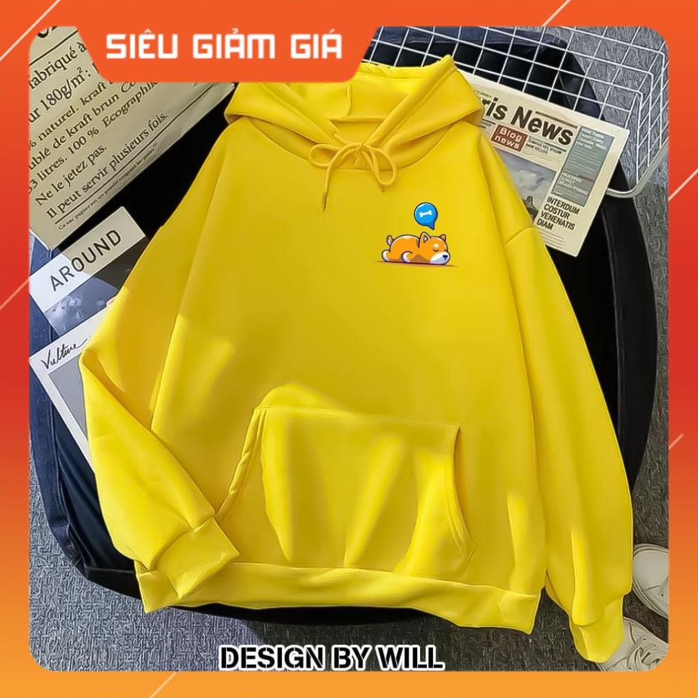 ÁO HOODIE WILL CORGI NẰM MƠ IN NHỎ VÀNG ẢNH THẬT