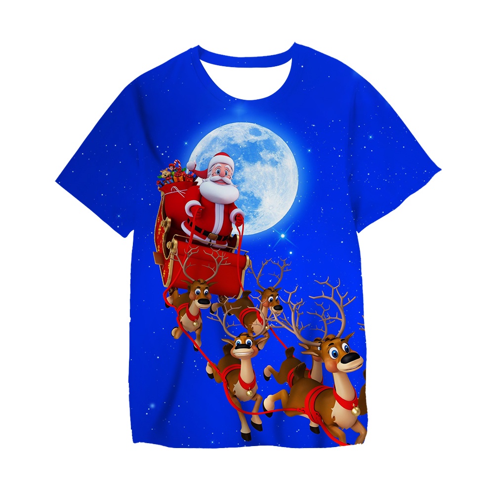Áo Thun In Hình Ông Già Noel Và Tuần Lộc Giáng Sinh Thời Trang Cho Bé