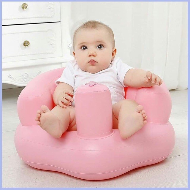 [Tặng keo dán ghế hơi] Ghế hơi tập ngồi cho bé, ghế phao tập nồi cho bé từ 6 tháng tuổi, hình vịt vàng, xanh cốm, hồng