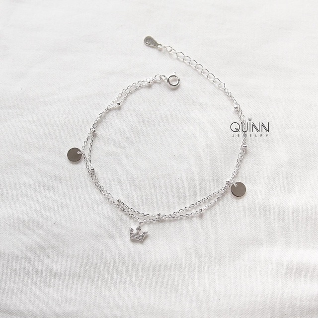 Lắc tay Crownie - lắc tay nữ bạc 925 vương miện đính đá dây đôi
