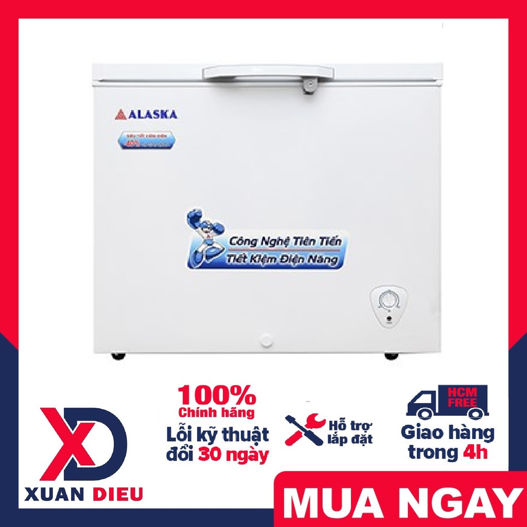 Tủ đông Alaska BD-300 Thiết kế nắp tủ có lò xo trợ lực thân thiện với người sử dụng. Sử dụng gas R600a tiết kiệm 40%