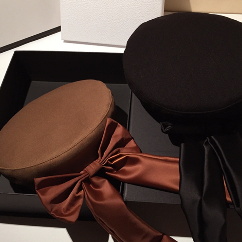 Mũ Beret Vải Cotton Phối Ruy Băng Thời Trang Pháp