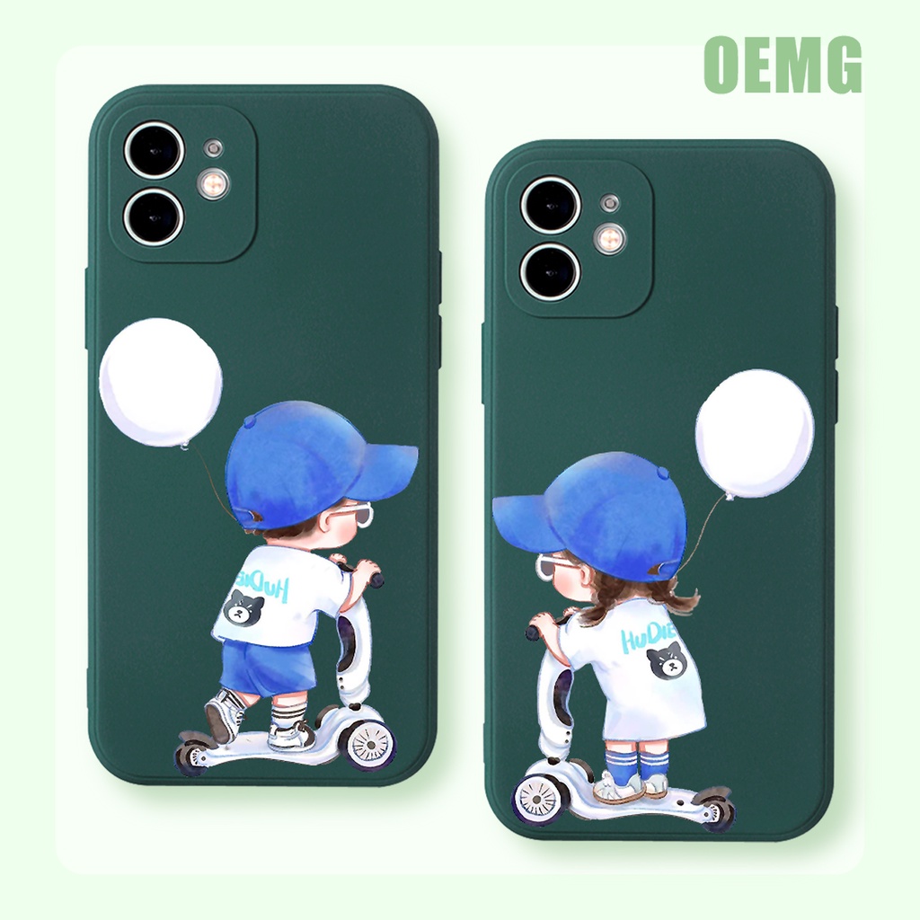 Ốp điện thoại viền vuông họa tiết cặp đôi dễ thương hoạt hình cho for iPhone 11 12 13 PRO MAX SE 2020 ip 8 7 6 6S PLUS X XR XS ZJ515