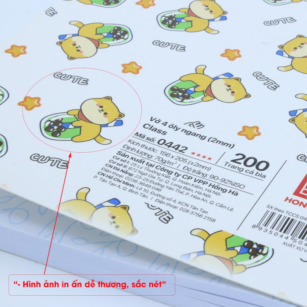 Tập 4 ly ngang Hồng Hà Class Animals 200 trang - 0442  | Vở học sinh miền Trung - miền Nam