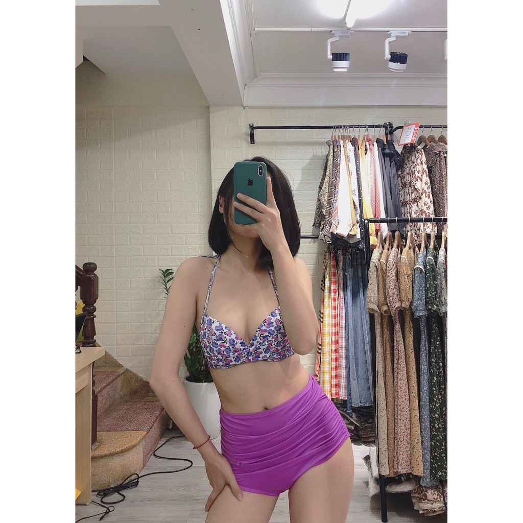 Bikini hai mảnh  đẹp họa tiết hoa tím hot trend mặc đi biển đi bơi ( Đảm bảo 100% như hình) | BigBuy360 - bigbuy360.vn