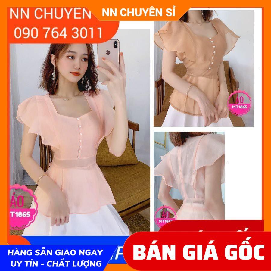 ÁO TAY CÁNH TIÊN PHỐI CƯỜM - MT1865 🥑100% ẢNH THẬT🥑 HÀNG ĐẸP - ÁO KIỂU VẢI TƠ.