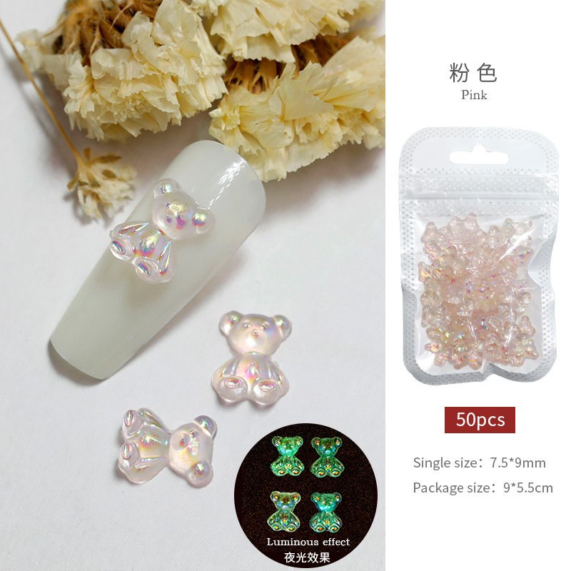 Combo 10 Gấu Dạ Quang Trang Trí Móng Siêu Dễ Thương