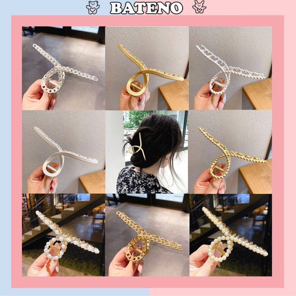 Kẹp tóc càng cua kim loại Bateno thanh lịch xinh xinh KT15