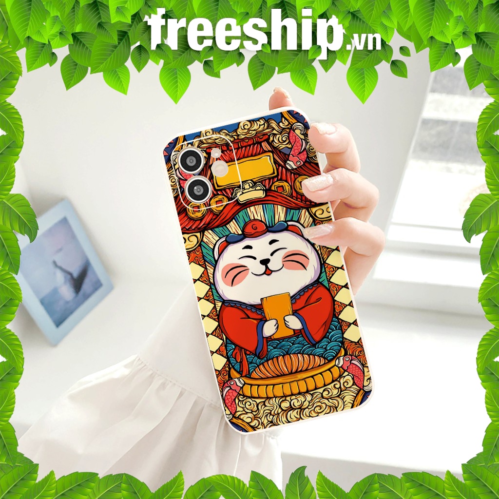 Ốp lưng iphone cạnh vuông Mèo Thần Tài ỐP TẾT 2023 cho 6/6s/6splus/7/7plus/8/8plus/x//xs/11/12/pro/max/plus/promax e169