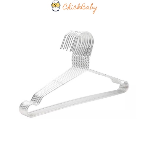 Móc phơi đồ em bé, treo quần áo trẻ em sơ sinh Nhôm 1 Vỉ 10 cái - Mỏng &amp; Nhẹ - ChickBabyShop