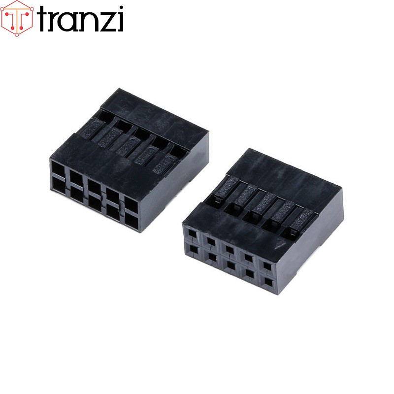 Vỏ header 2.54mm dupont 2x5P 14mm đen - túi 10 cái