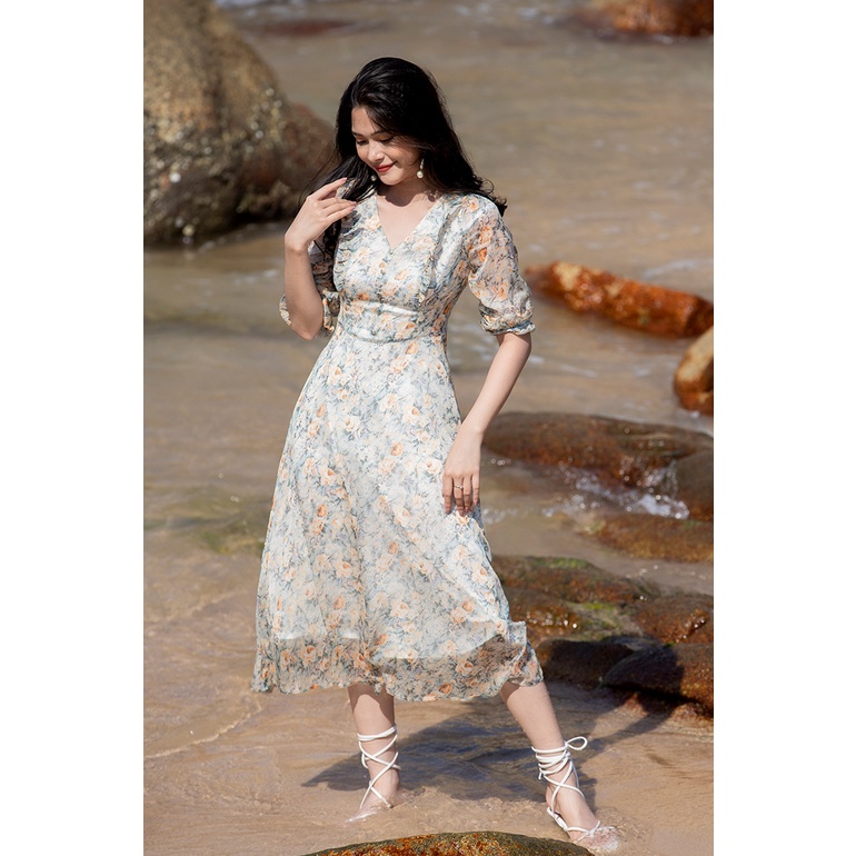 ĐẦM HOA MAXI CỔ ĐIỂN 3354