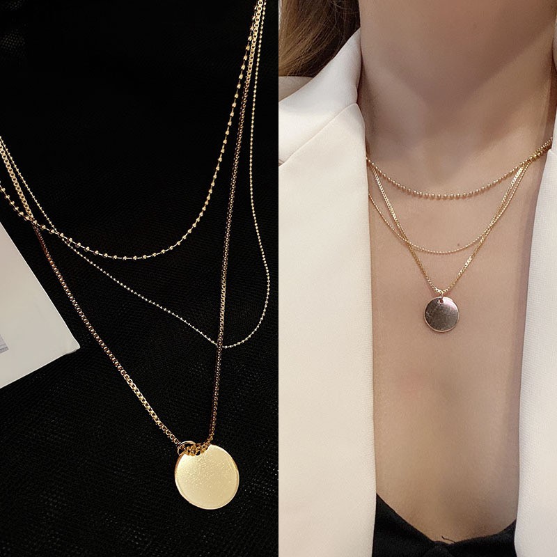 Vòng cổ kim loại 3 tầng thời trang độc đáo