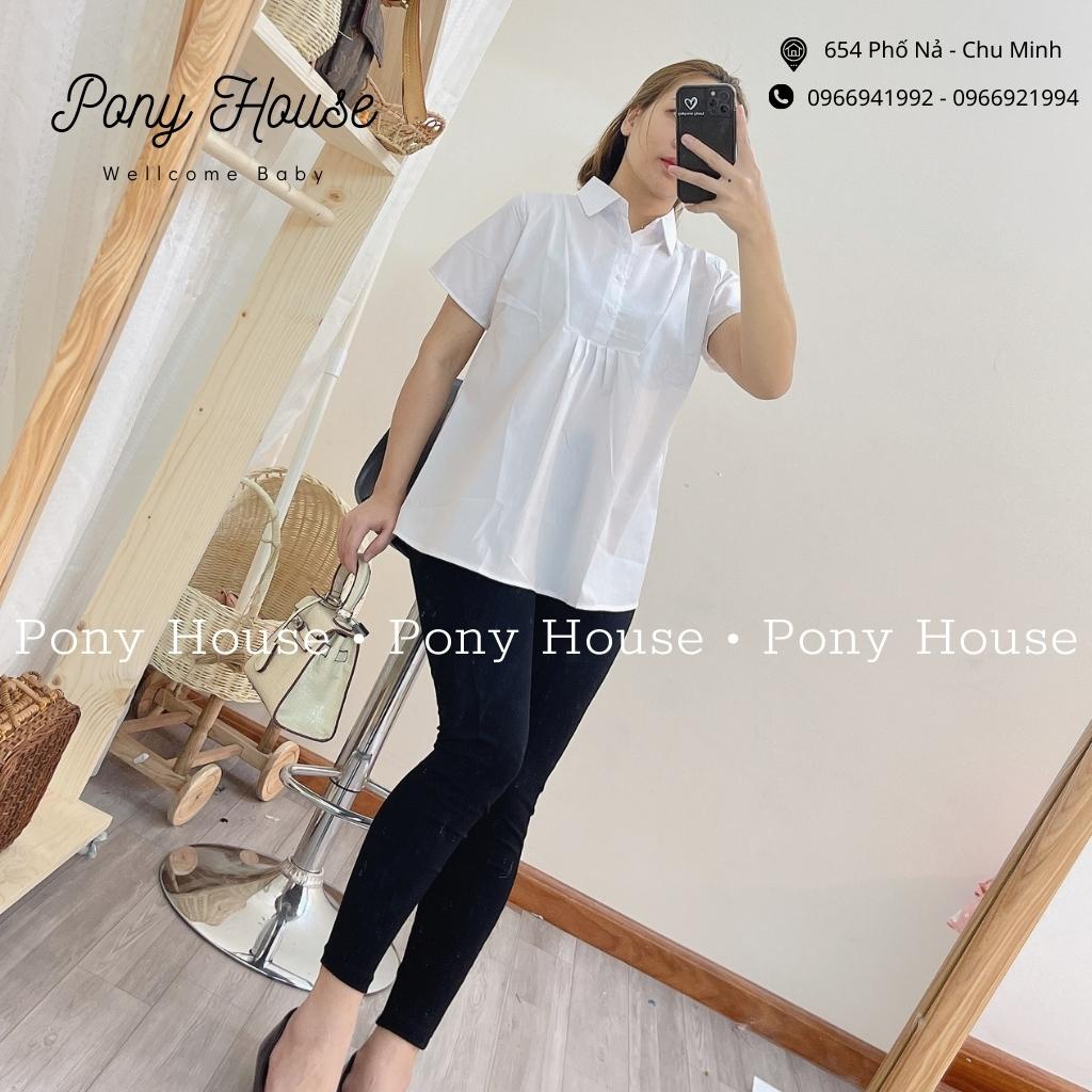 Áo Bầu Công Sở Cộc Tay Sơ Mi Cực Xinh Trẻ, Chất Thô Đẹp Mềm Mát Lịm Cho Mẹ Bầu