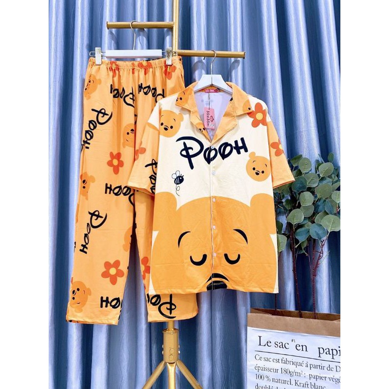 Bộ đồ ngủ pijama thun lạnh in 3D chất mềm, hàng Việt Nam Bigsize 60-83kg