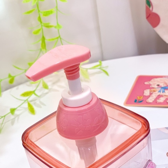 Bình đựng xà phòng rửa tay dạng nhấn trong suốt hình hello kitty xinh xắn 420ml