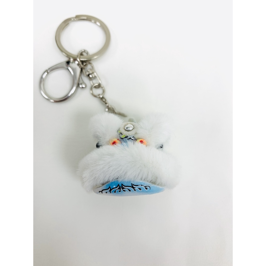 毛毛-蓝白 Móc Khóa Resin Hình Sư Tử Nhảy Múa Thời Trang