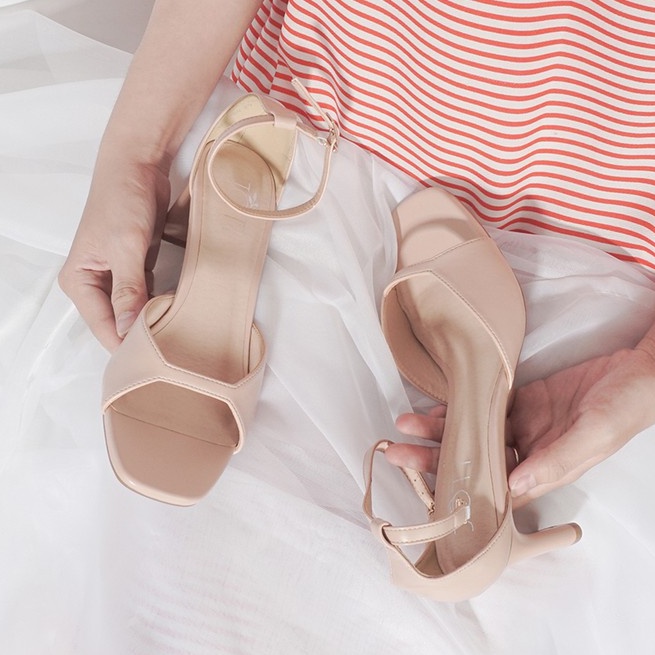 JOTI Giày Sandal Cao Gót Nữ Karima 3256VN6 2020 - Quai Ngang Đẹp Dịu Dàng Đế Trụ Dẹt 6cm - Mang Công Sở Đi Làm Dự Tiệc 5