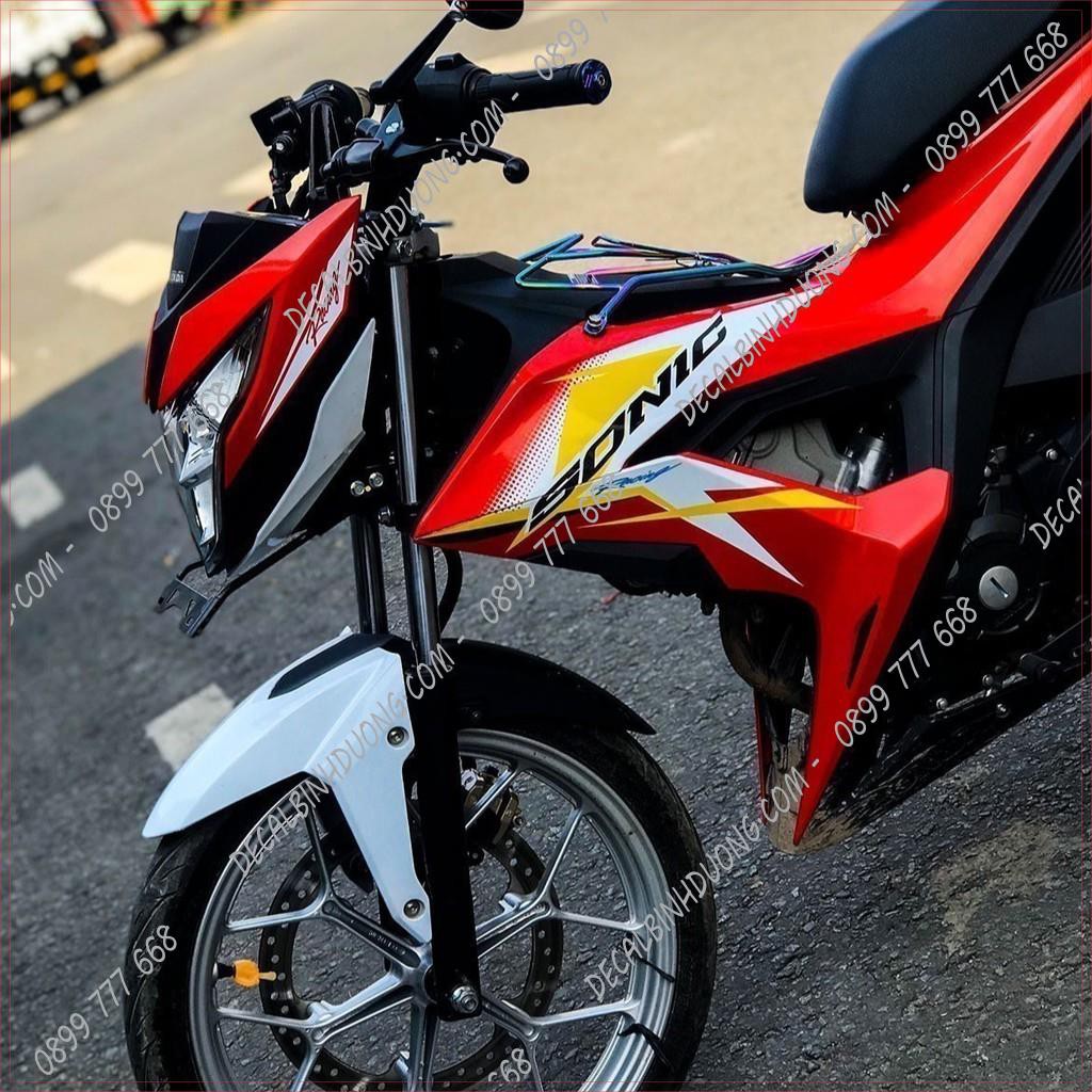 Decal Xe Máy - Tem Trùm Sonic Đỏ Trắng Đơn Giản Đẹp Nhất