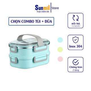 [ CHỐNG TRÀN ] Hộp cơm văn phòng 2 tầng KATIE Lõi INOX 304 cao cấp giữ nhiệt tốt chống tràn tuyệt đối