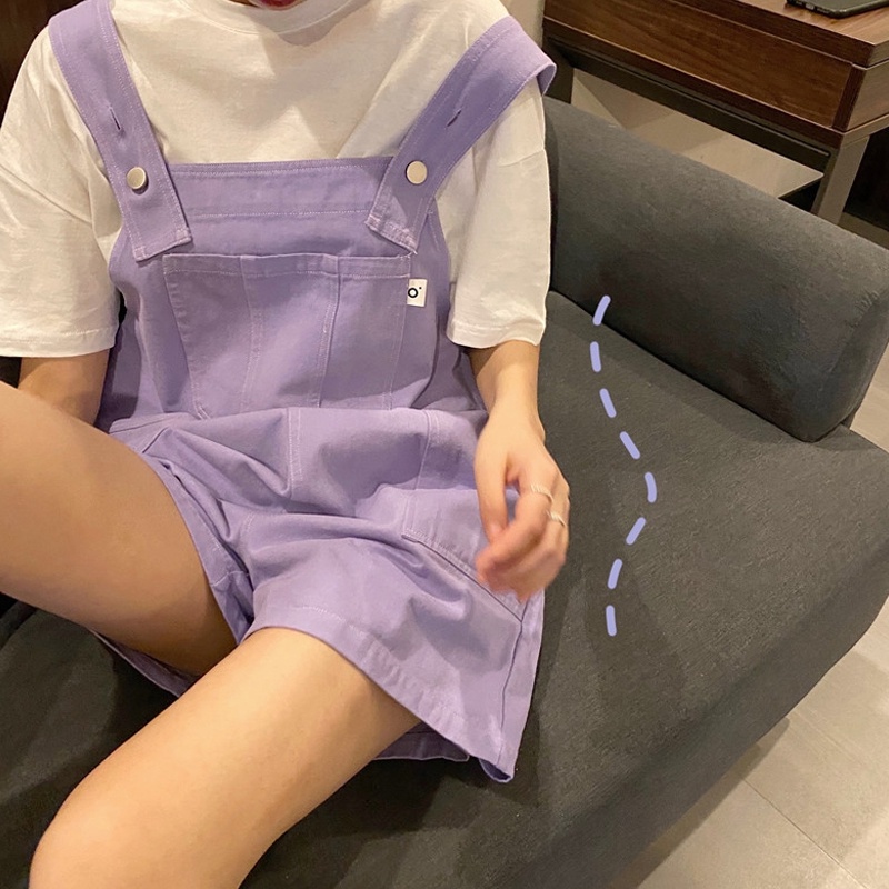 (ORDER) Quần yếm đùi màu tím ống rộng style đang yêu cá tính