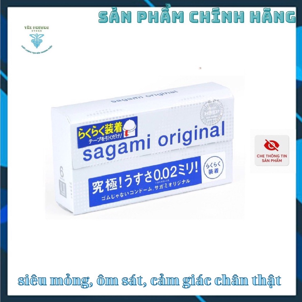 Bao cao su Sagami Original 0.02 quick, siêu mỏng, ôm khít, tạo cảm giác chân thật - Hộp 6 cái