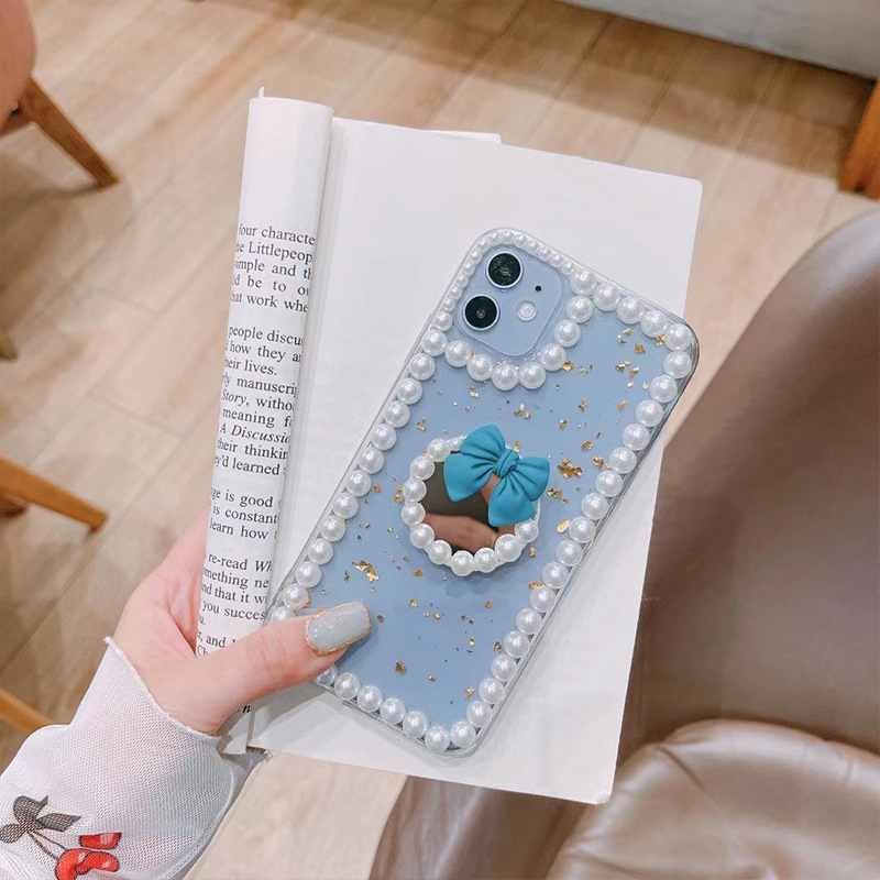 Ốp lưng đính hạt ngọc trai nhân tạo dễ thương phong cách Hàn Quốc cho IPhone 12mini IPhone 11promax XS XR | BigBuy360 - bigbuy360.vn