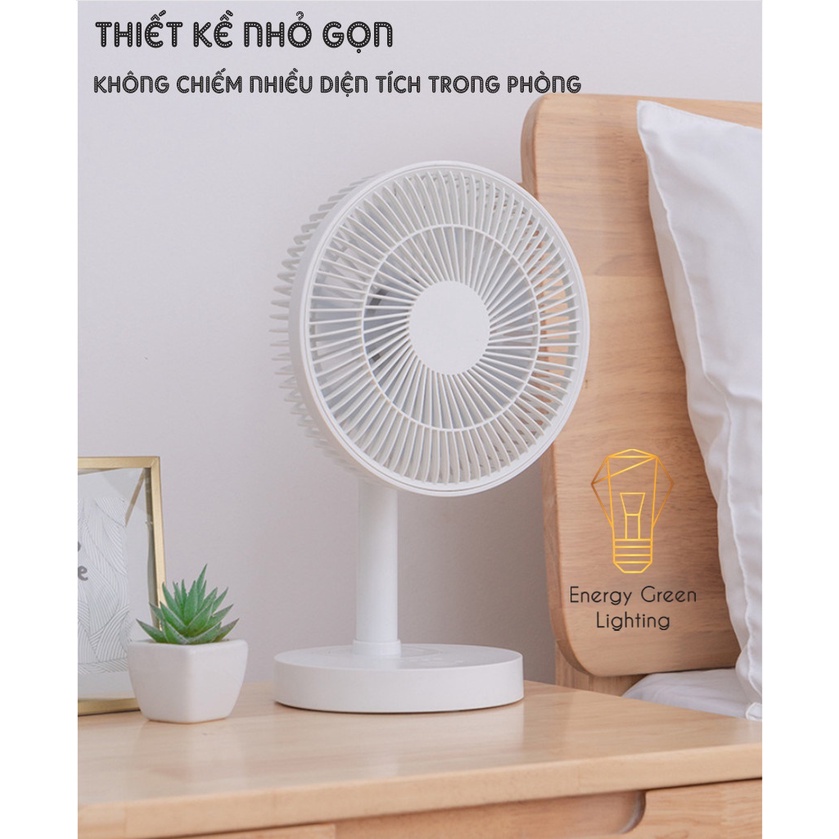 Quạt Tích Điện Để Bàn Energy Green Lighting F6 - 4 Tốc Độ Gió - Pin 3600mAh Siêu Khỏe - Chức Năng Xoay Trái , Phải
