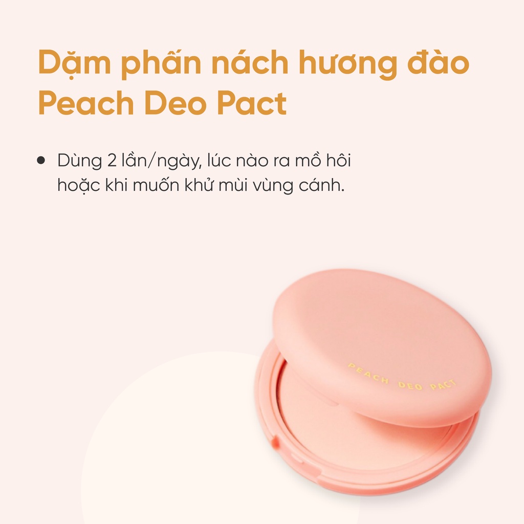 Phấn nách đào, Phấn nách bột khô SO NATURAL Peach Deo Pact Hương đào khử mùi, giảm thâm, làm da sáng mịn