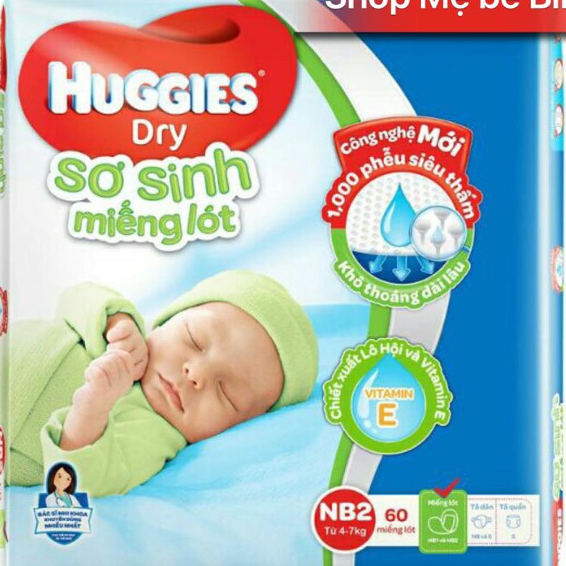 MIẾNG LÓT SƠ SINH NEWBORN 2 HUGGIES 60 MIẾNG 4-7KG