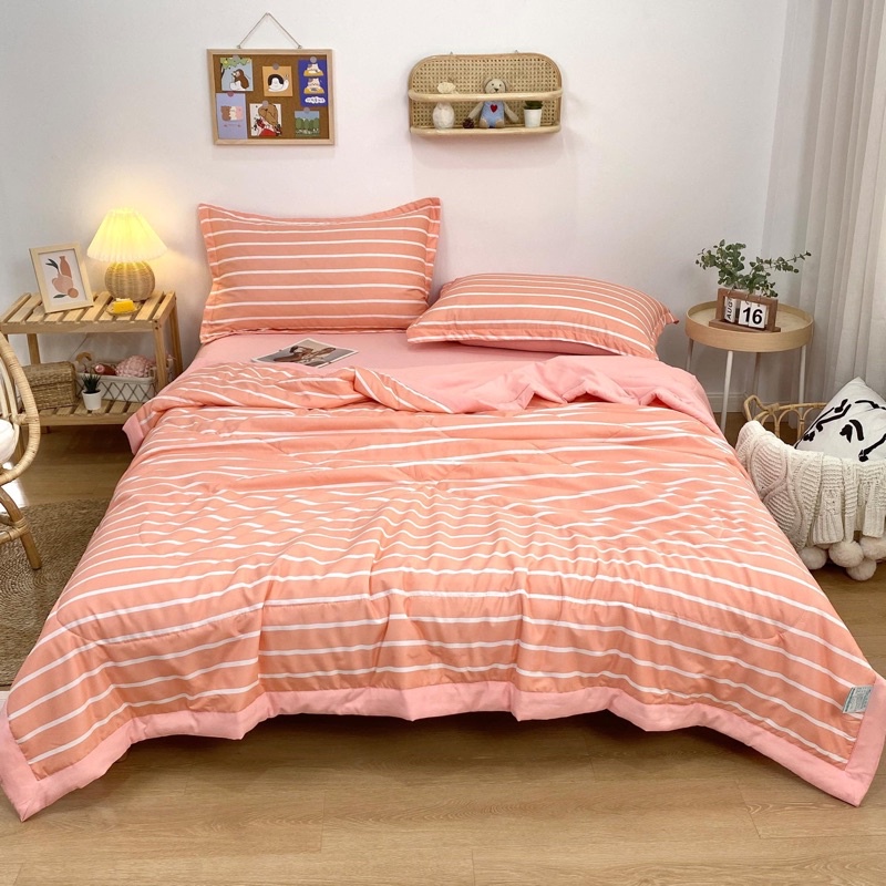 Bộ chăn ga gối Cotton Đũi chăn chần bông mùa hè MÂY BEDDING