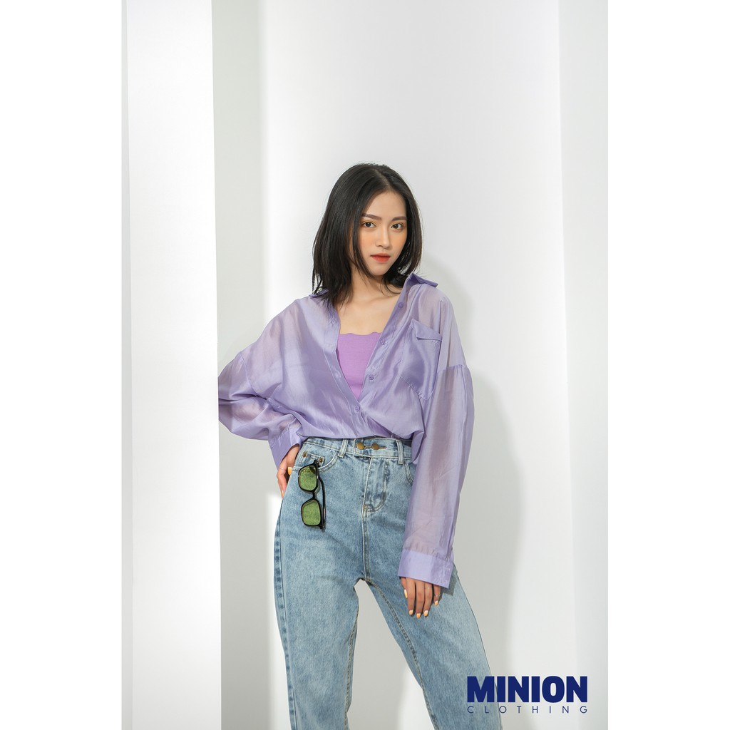 Quần baggy jeans Minion Clothing, cạp lưng cao, phong cách Ulzzang Streetwear Q209