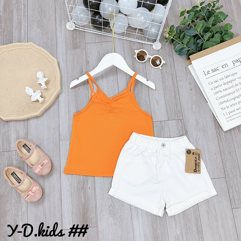 bộ 2 dây quần trắng phong cách cho bé gái - b2dqt