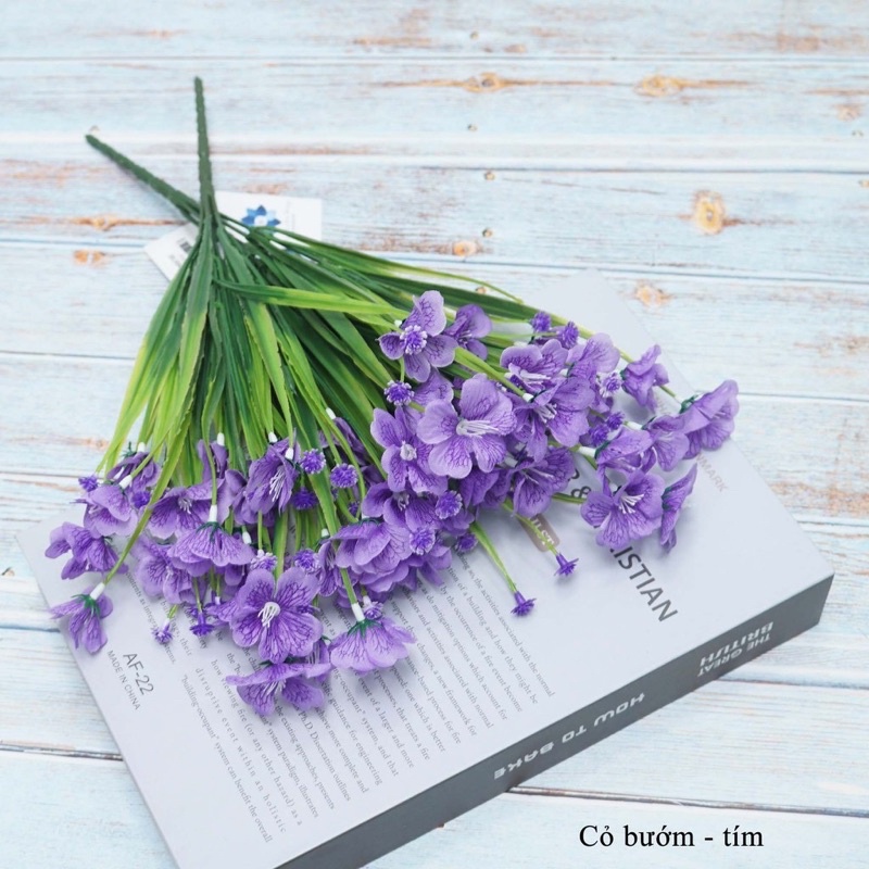 Cụm hoa cỏ bướm điểm hoa sáp ,hoa lụa,decor