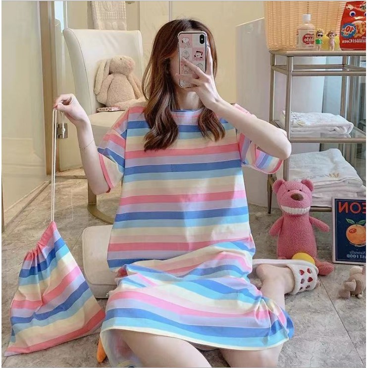 [Hàng có sẵn/Video]Đầm bầu  FREESHIP 50K  Váy bầu mặc ở nhà mềm,mát,mỏng họa tiết hoạt hình hàng Quảng Châu