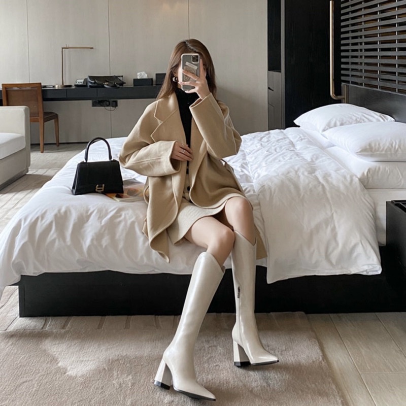 BOOTS DA BÓNG CAO CỔ ĐẾ GÓT VUÔNG 5CM PHONG CÁCH HÀN QUỐC